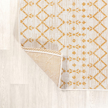 Ourika Moroccan Geometric Textured Weave Indoor/outdoor Area Rug